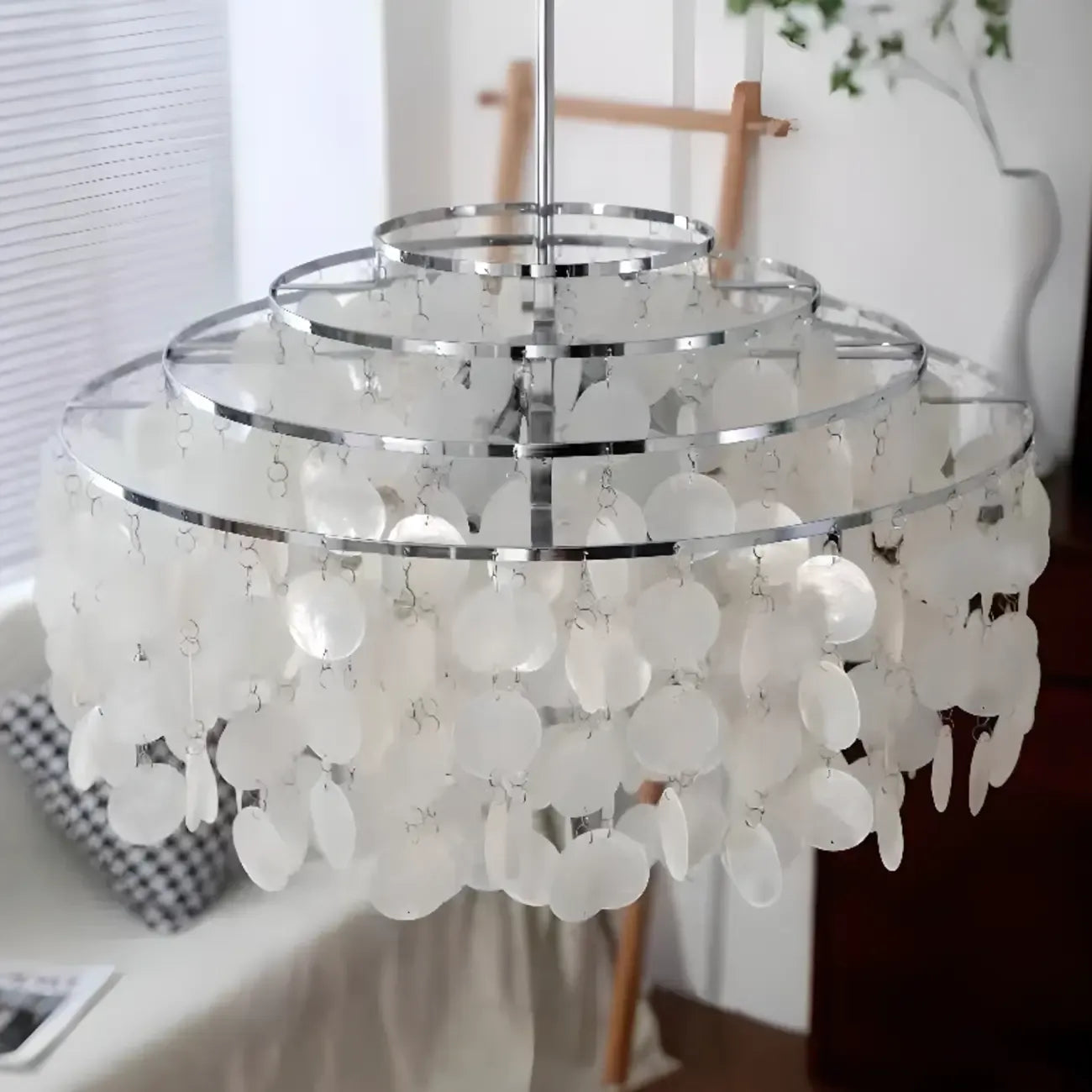 Retro Metal Coppery Tiered Shell Wind Chimes Chandelier