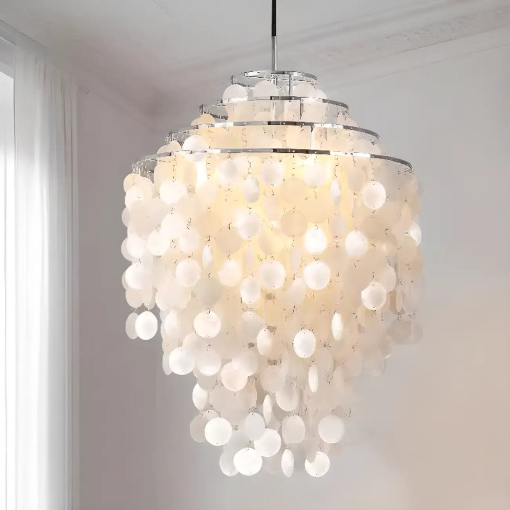 Retro Metal Coppery Tiered Shell Wind Chimes Chandelier