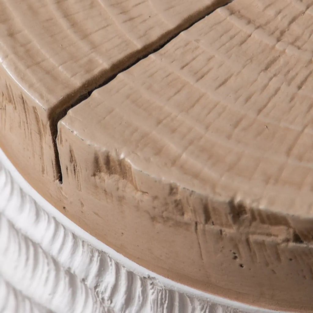 Elegant Drum Design White Wooden Side Table