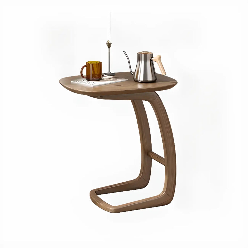 Minimalist C Shaped Natural Wood Living Room Side Table