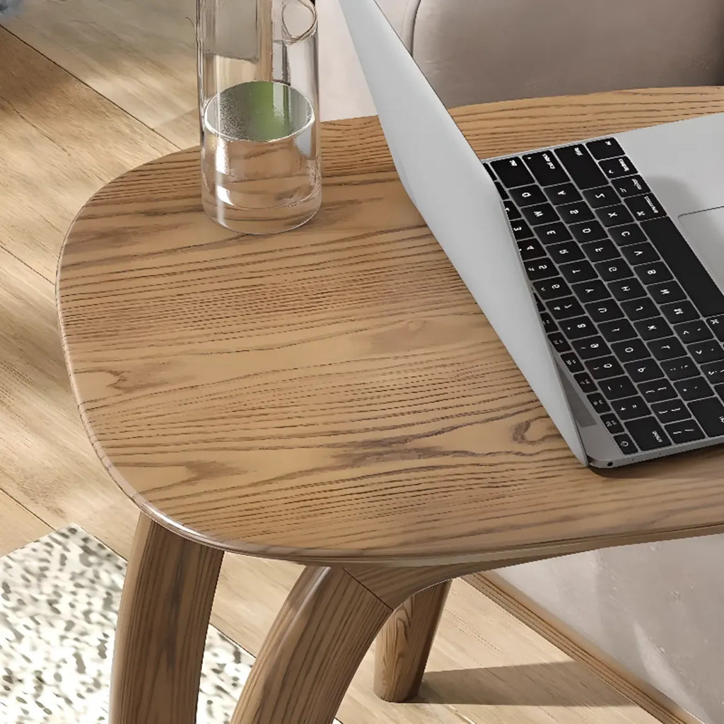 Minimalist C Shaped Natural Wood Living Room Side Table