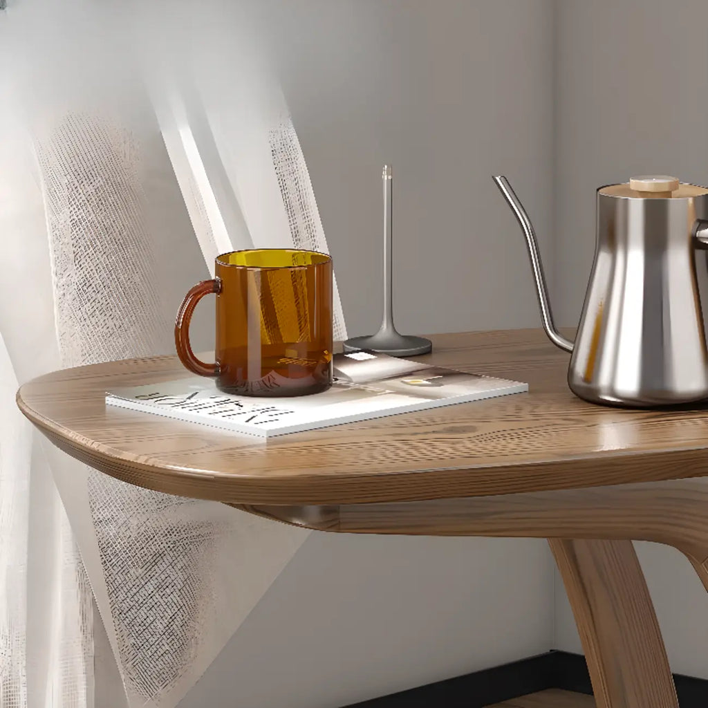 Minimalist C Shaped Natural Wood Living Room Side Table