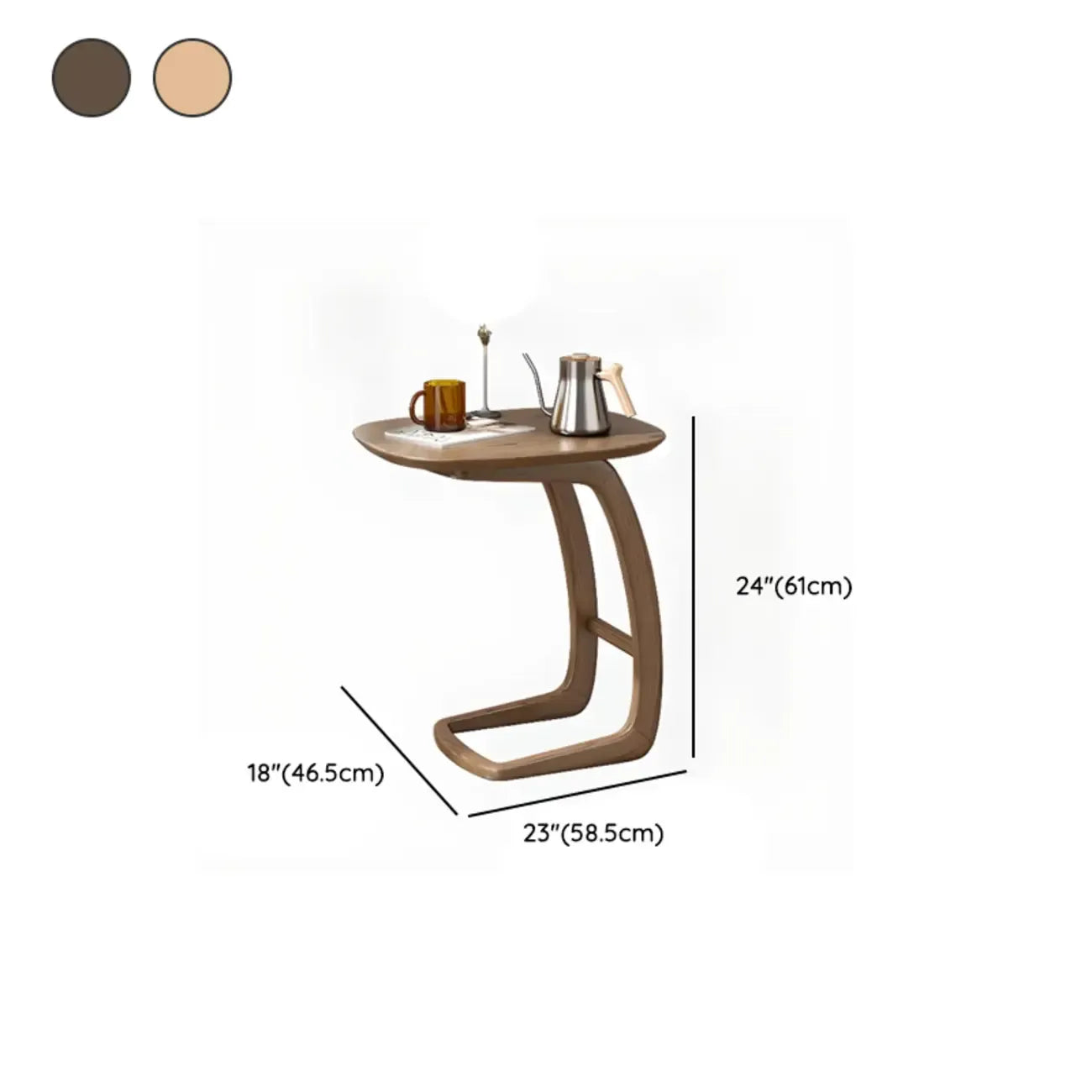 Minimalist C Shaped Natural Wood Living Room Side Table
