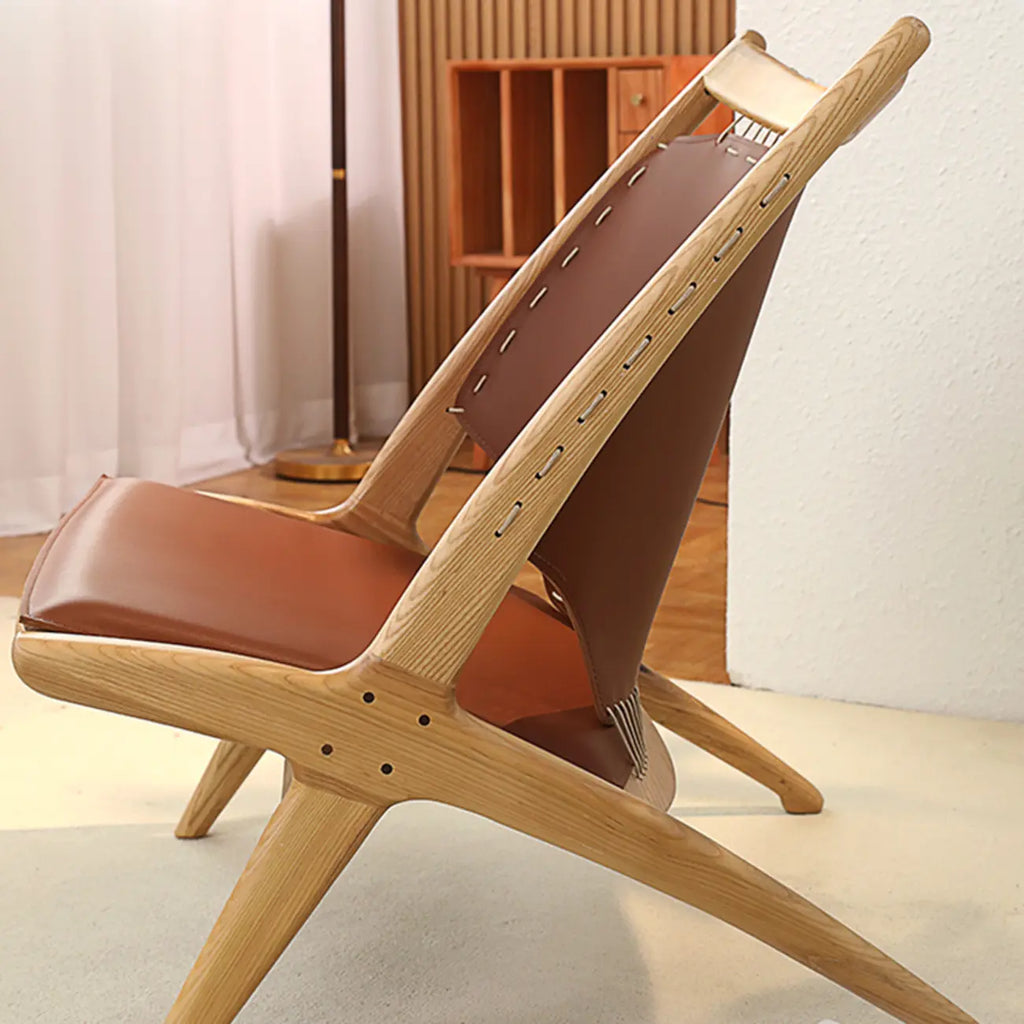Minimalist Brown Saddle Leather Armchair Living Room