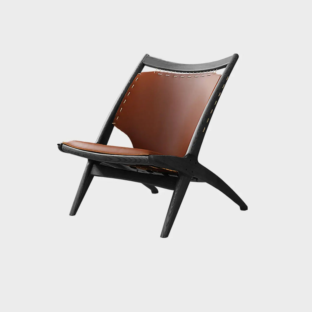 Minimalist Brown Saddle Leather Armchair Living Room