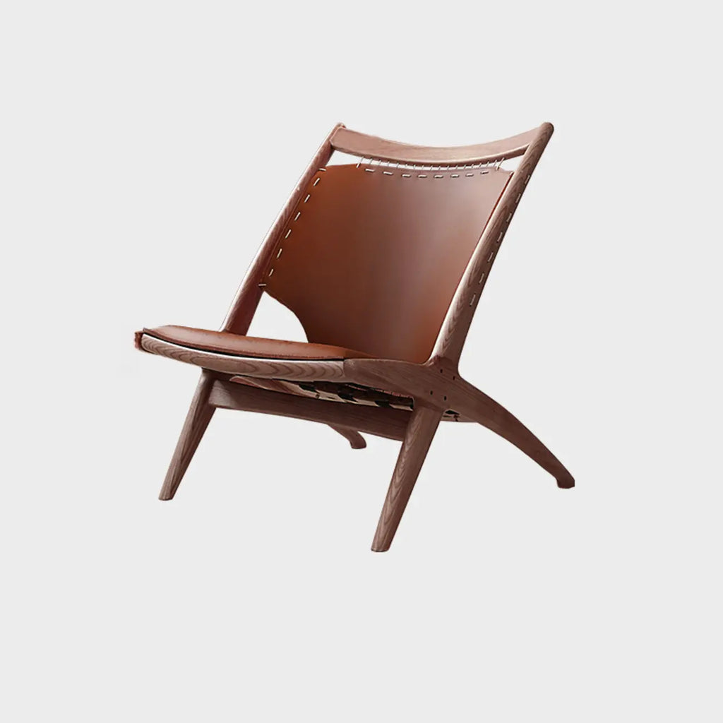 Minimalist Brown Saddle Leather Armchair Living Room