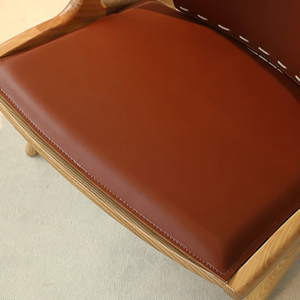 Minimalist Brown Saddle Leather Armchair Living Room