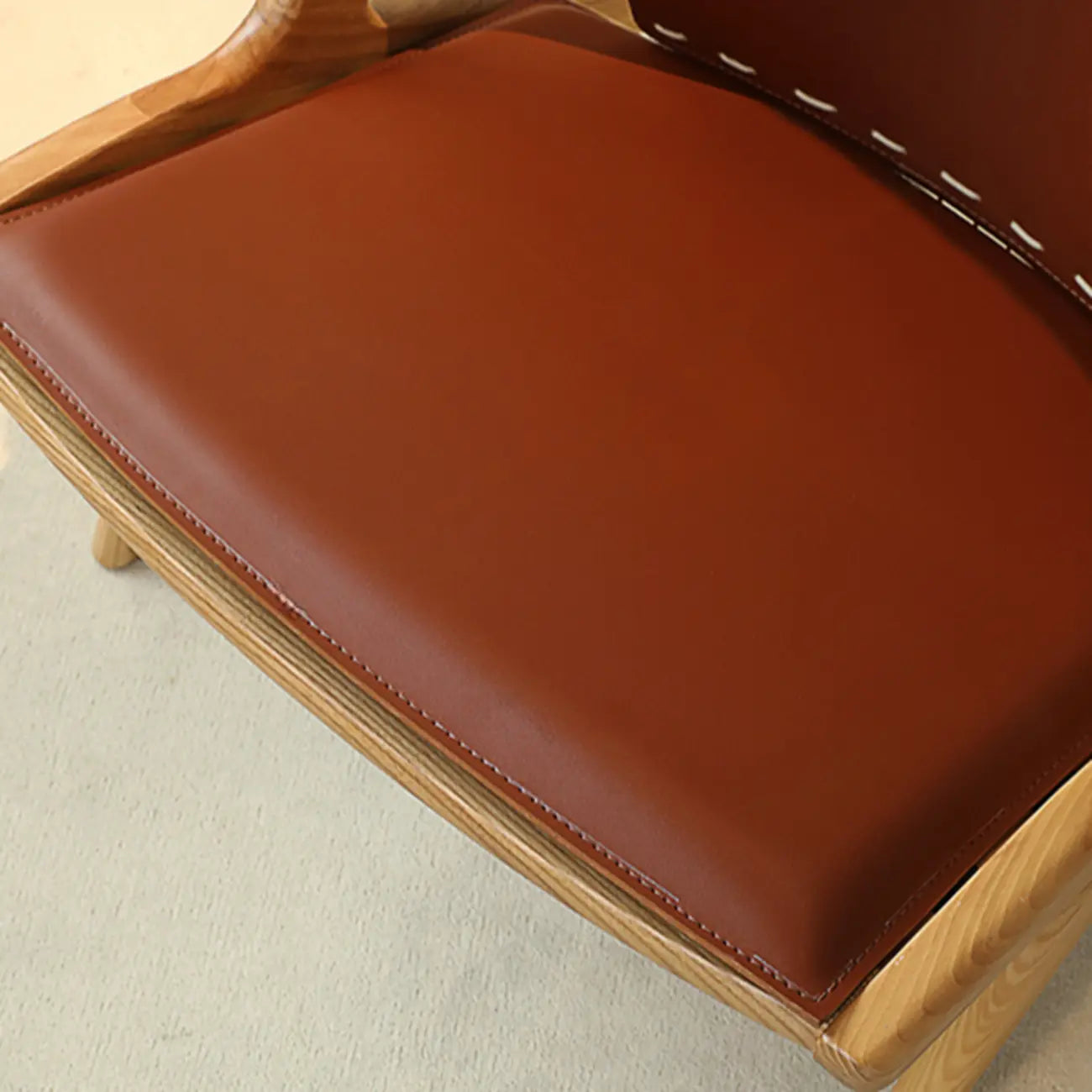 Minimalist Brown Saddle Leather Armchair Living Room
