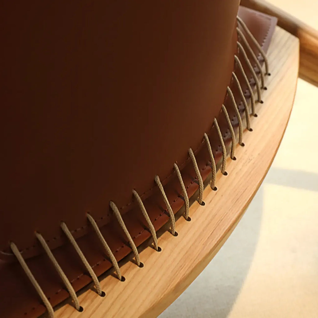 Minimalist Brown Saddle Leather Armchair Living Room