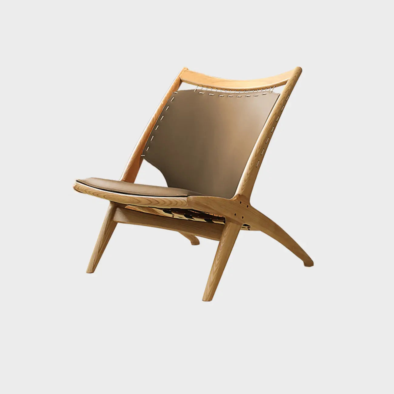 Minimalist Brown Saddle Leather Armchair Living Room