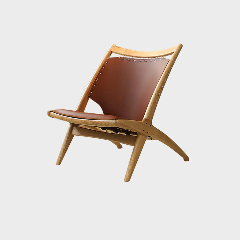 Minimalist Brown Saddle Leather Armchair Living Room