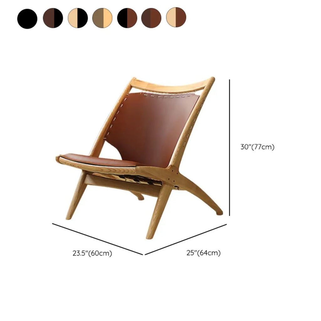 Minimalist Brown Saddle Leather Armchair Living Room