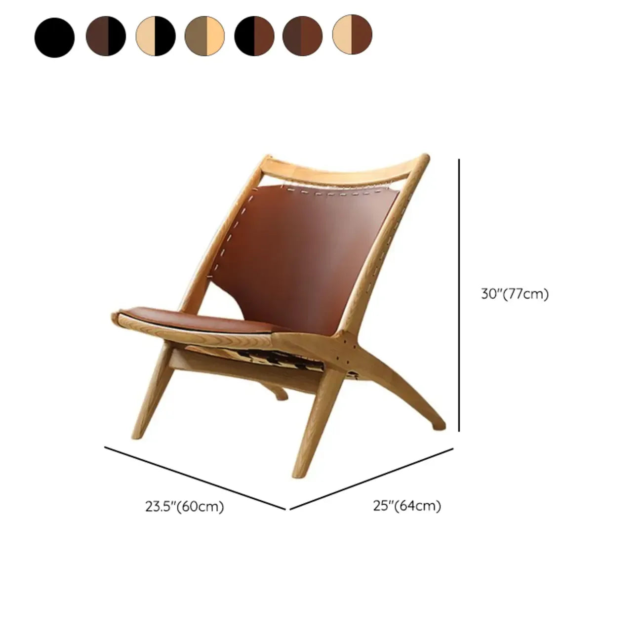 Minimalist Brown Saddle Leather Armchair Living Room