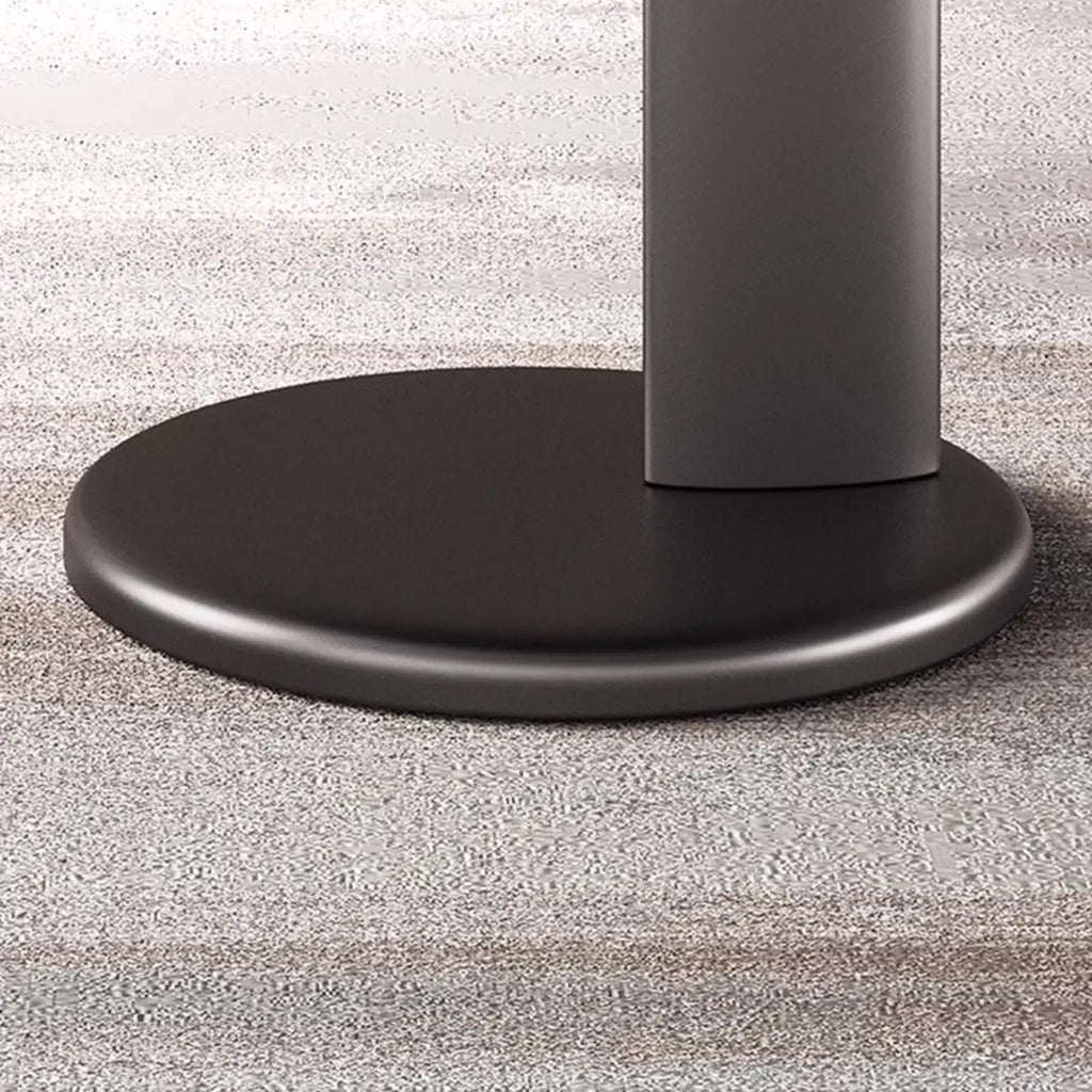 Modern Black Round C-shaped Side Table With Stone Top