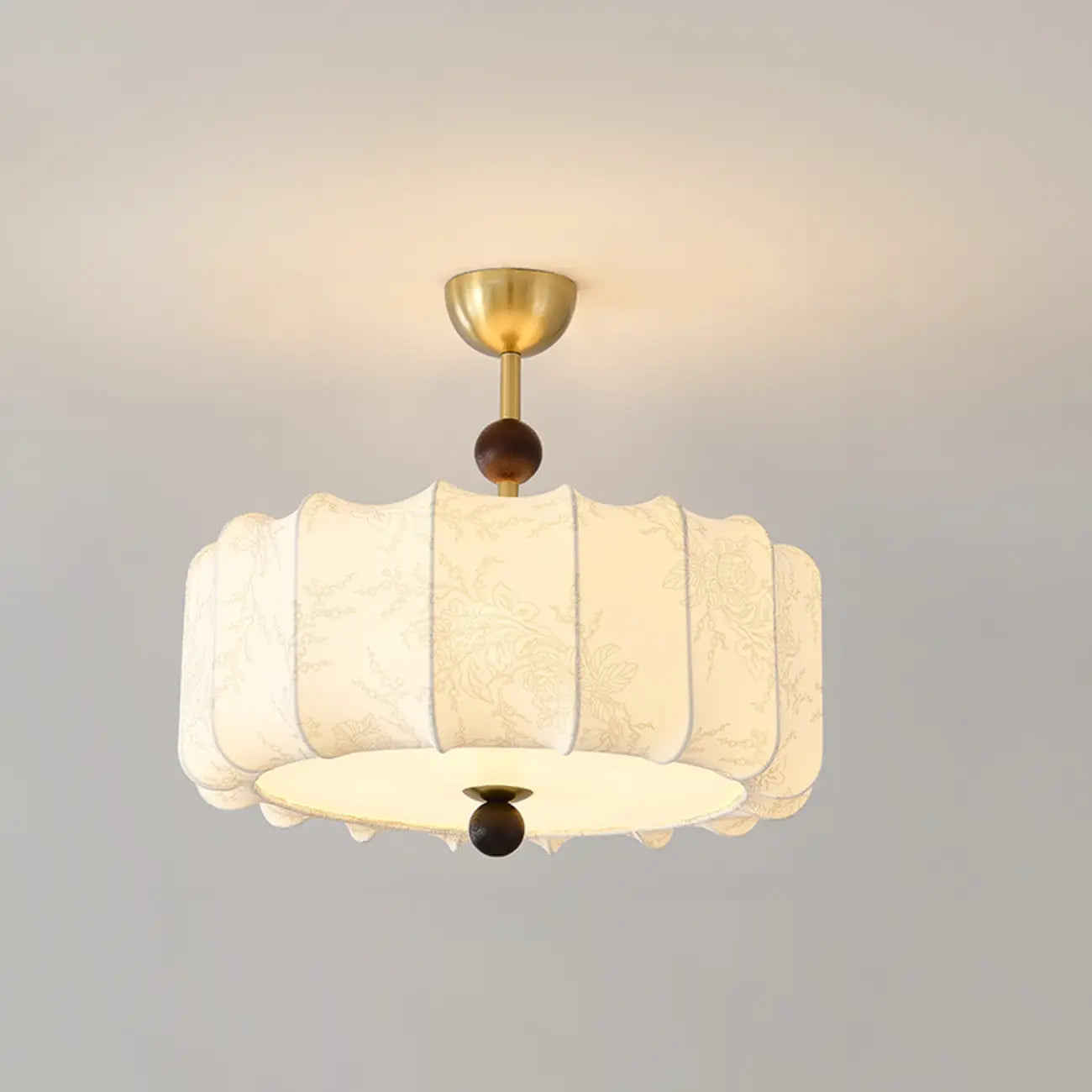 White Fabric Drum Contemporary Pendant Chandelier Light