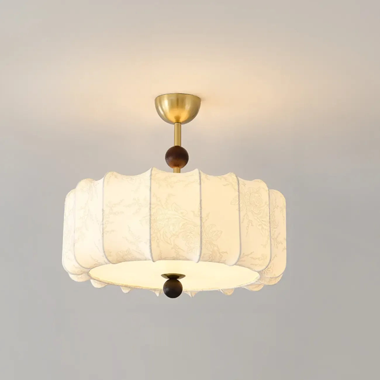 White Fabric Drum Contemporary Pendant Chandelier Light