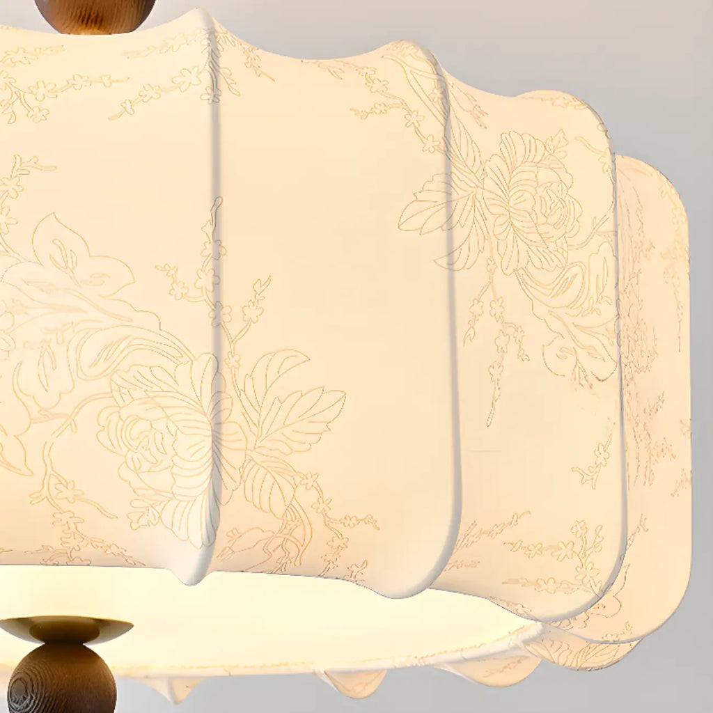 White Fabric Drum Contemporary Pendant Chandelier Light