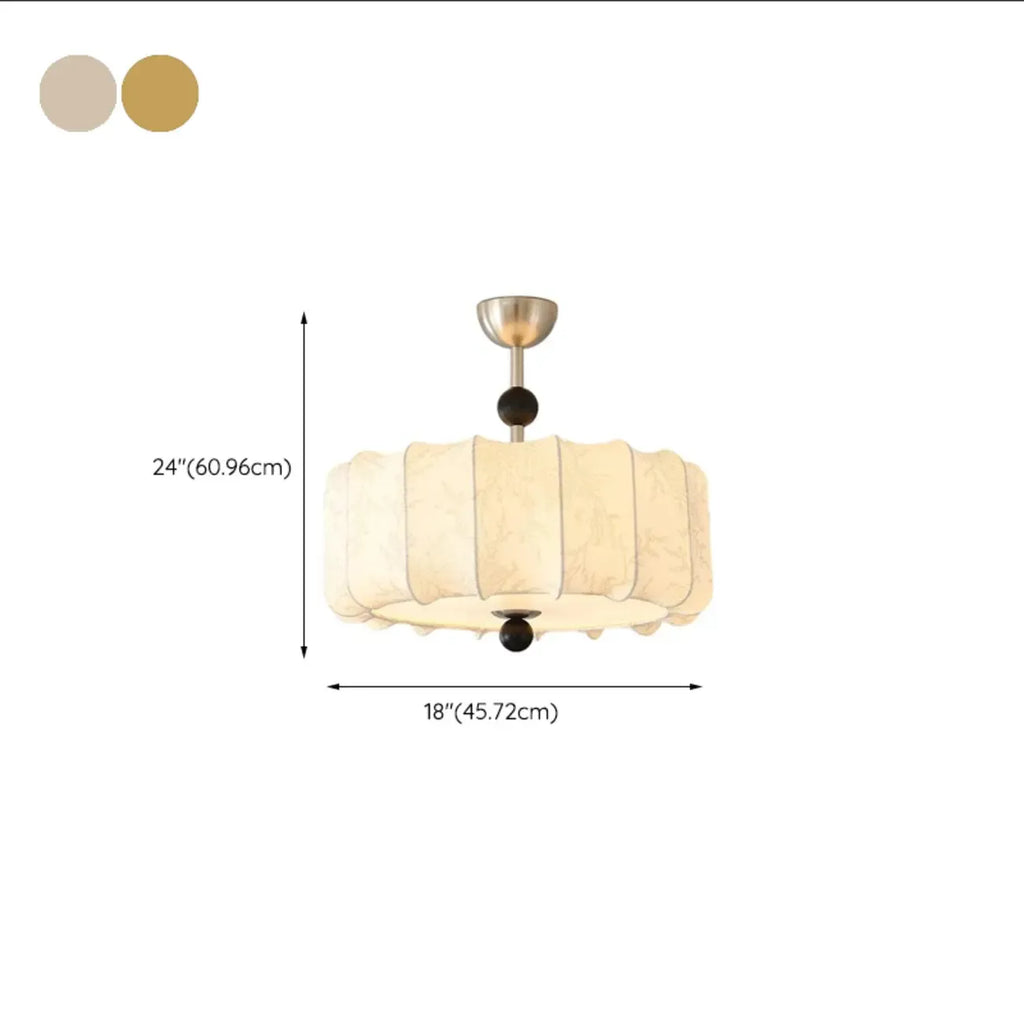 White Fabric Drum Contemporary Pendant Chandelier Light