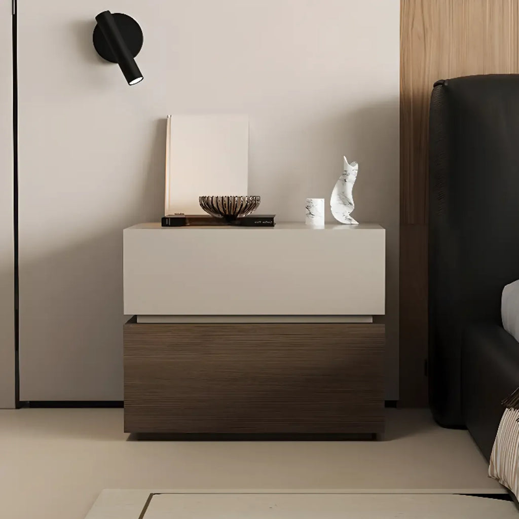 Elegant 2-tier Bedroom Wooden Nightstand With Drawers