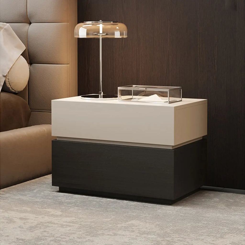 Elegant 2-tier Bedroom Wooden Nightstand With Drawers