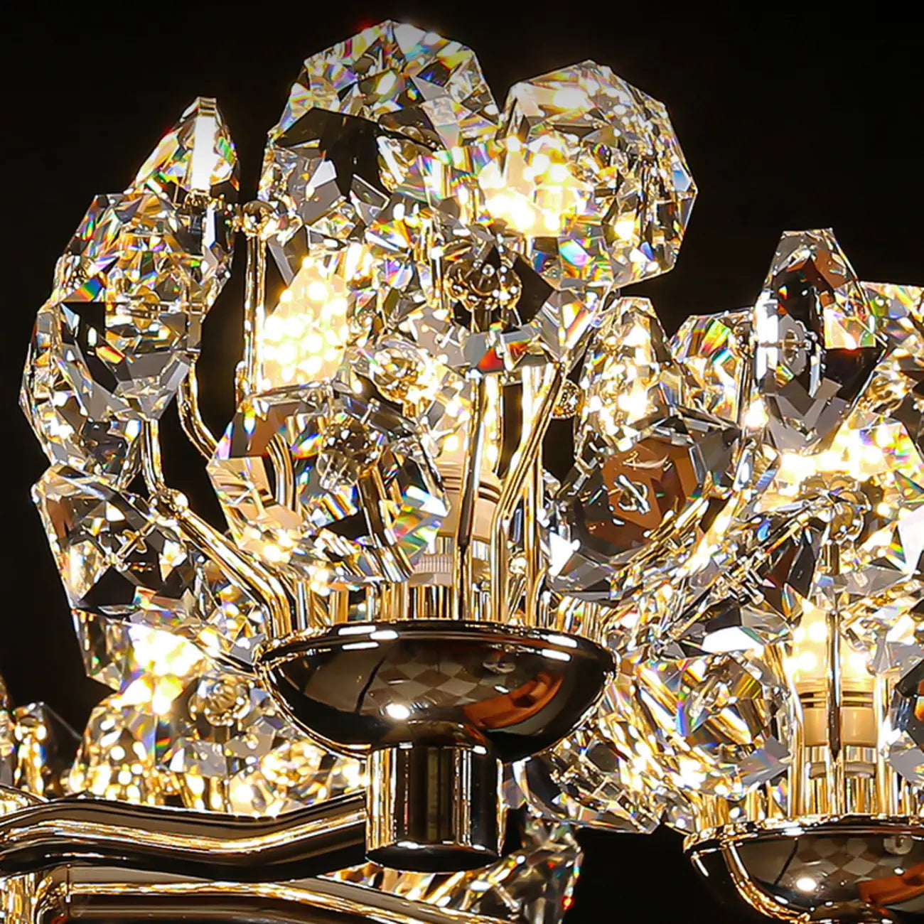 Gold Crystal Floral Glass Chandelier Modern Design Light