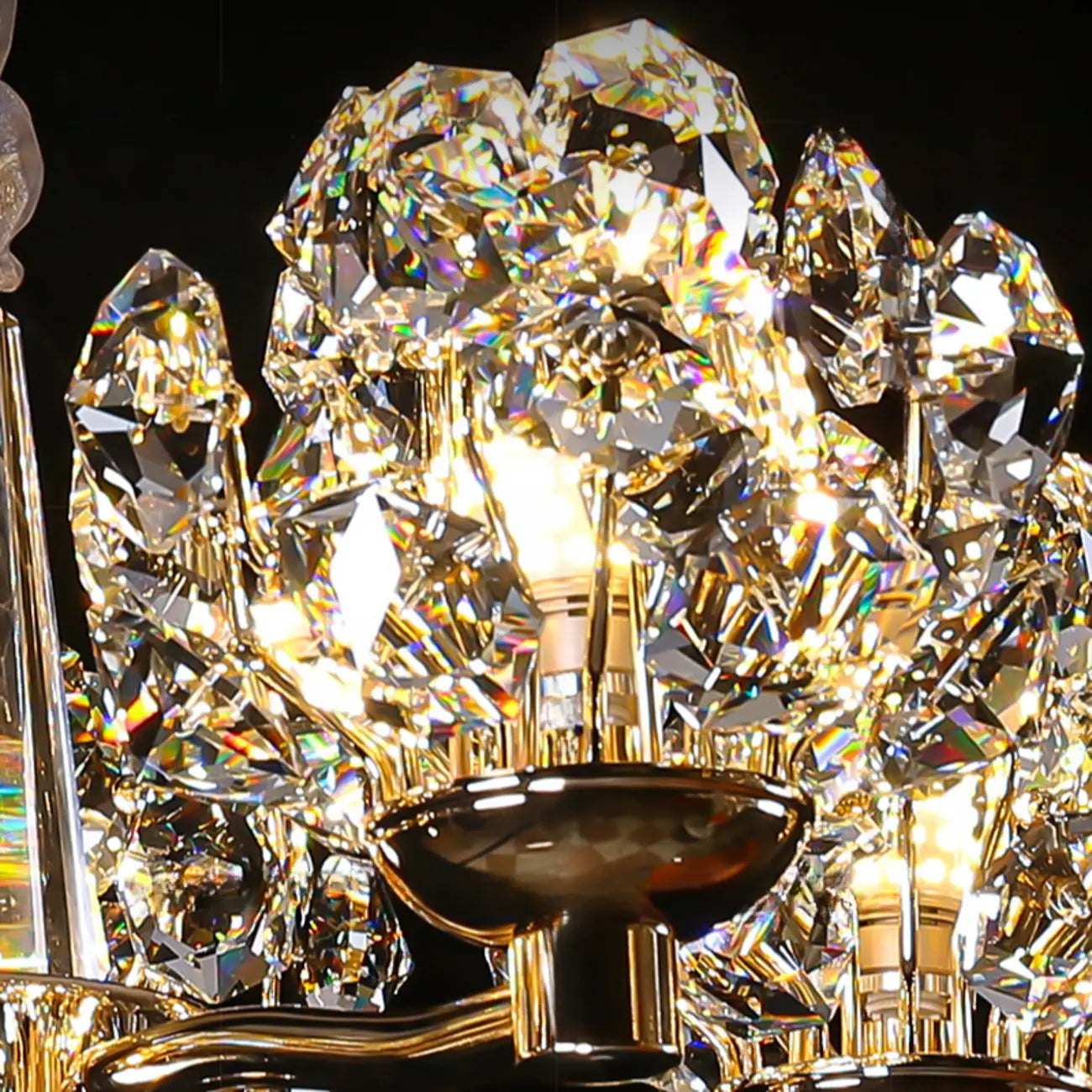 Gold Crystal Floral Glass Chandelier Modern Design Light