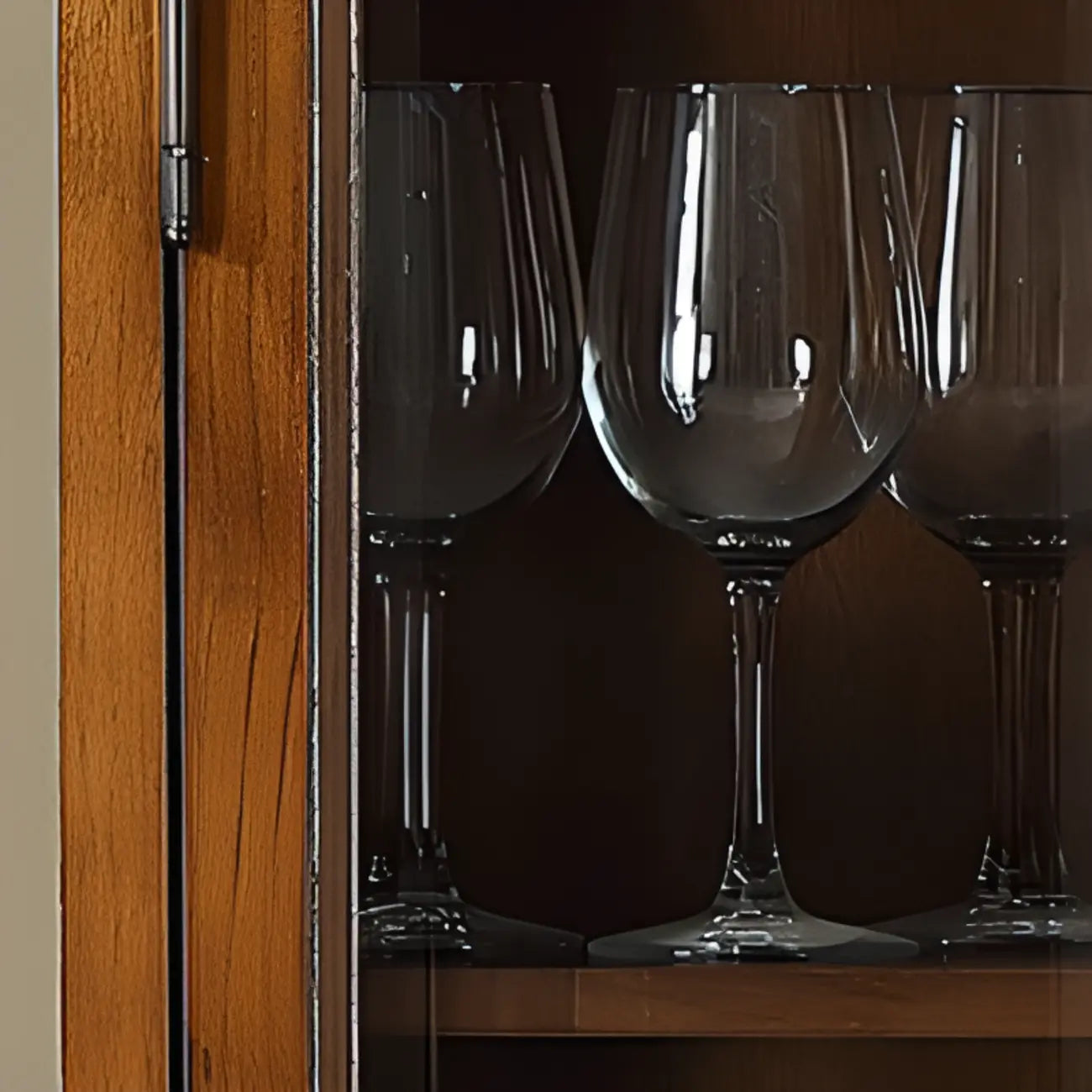Rustic Wood Wine Cabinet with Bar Glass Holder