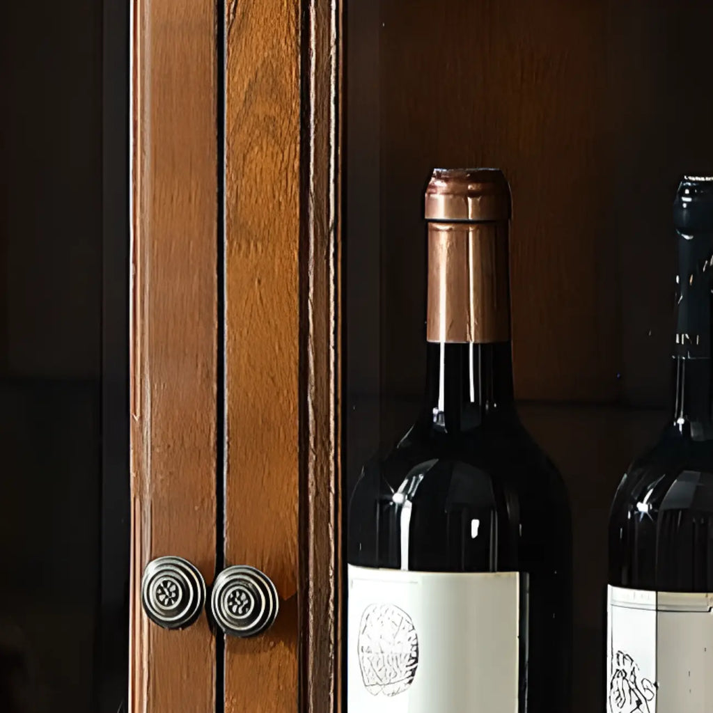 Rustic Wood Wine Cabinet with Bar Glass Holder