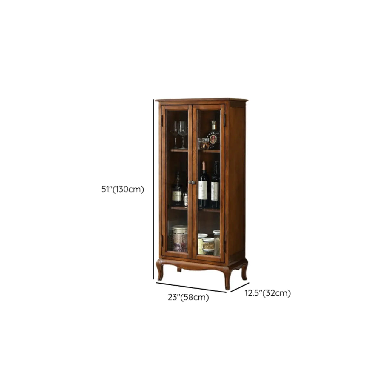 Rustic Wood Wine Cabinet with Bar Glass Holder