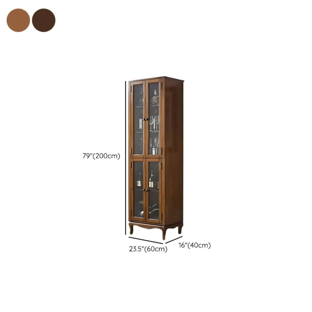 Rustic Wood Wine Cabinet with Bar Glass Holder