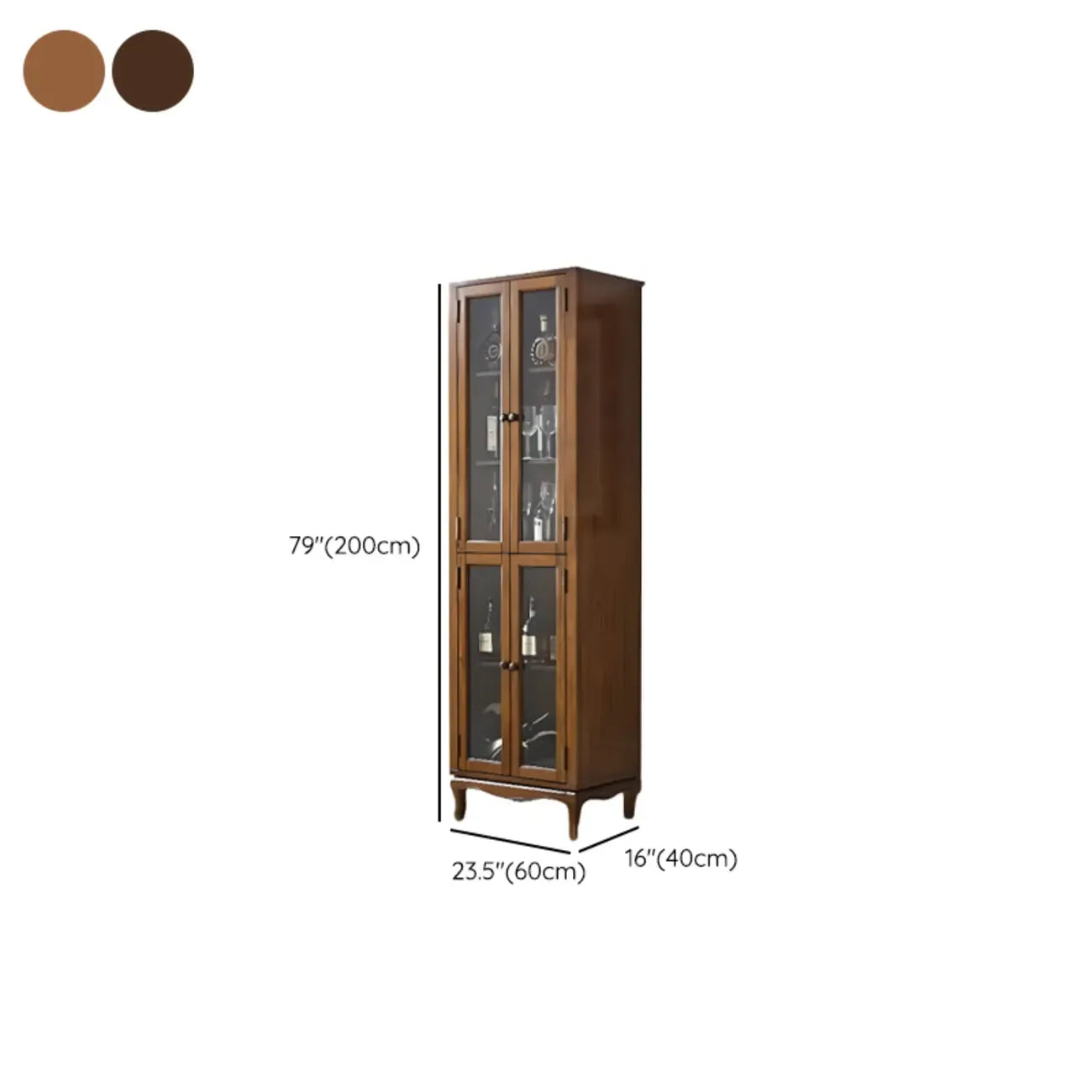 Rustic Wood Wine Cabinet with Bar Glass Holder