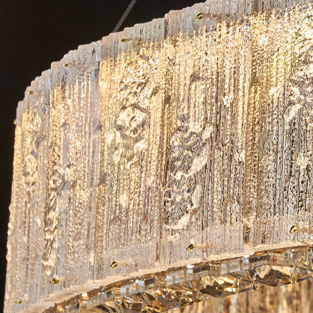 Gold Circular Crystal Linear Modern Chandelier Light