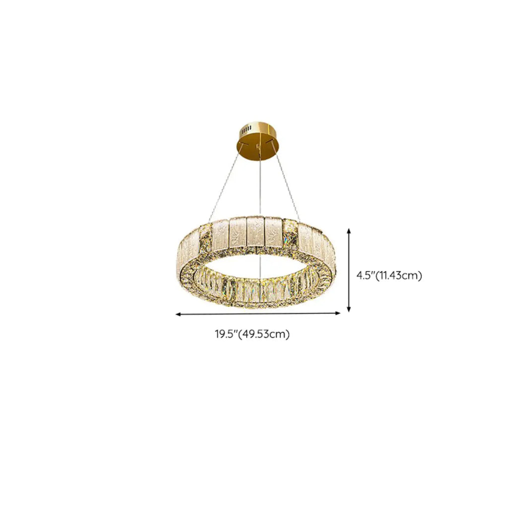 Gold Circular Crystal Linear Modern Chandelier Light