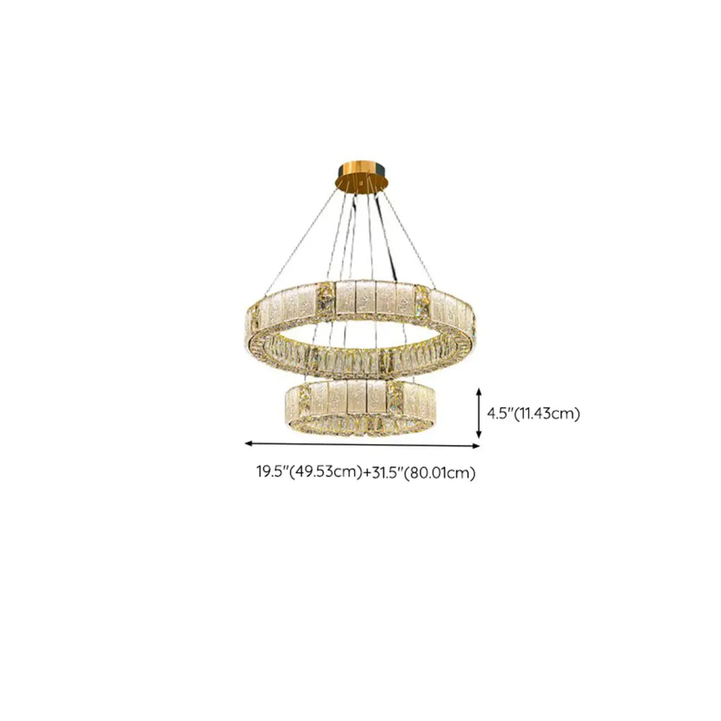 Gold Circular Crystal Linear Modern Chandelier Light