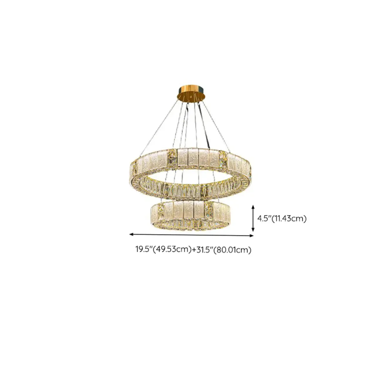 Gold Circular Crystal Linear Modern Chandelier Light