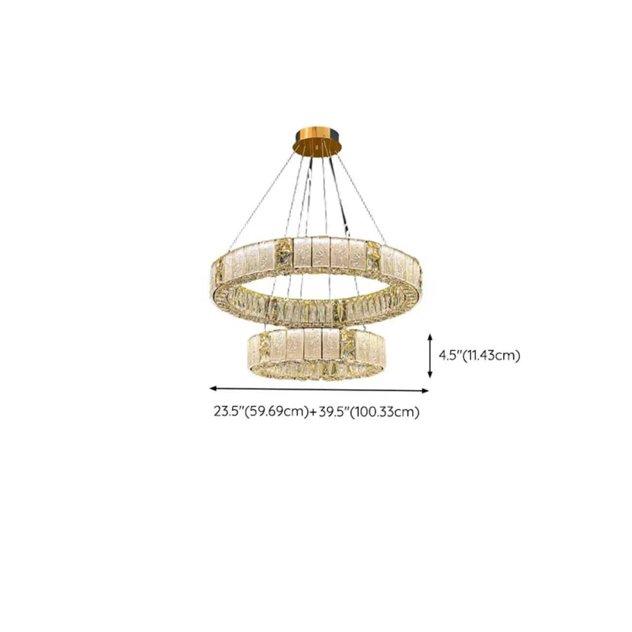 Gold Circular Crystal Linear Modern Chandelier Light