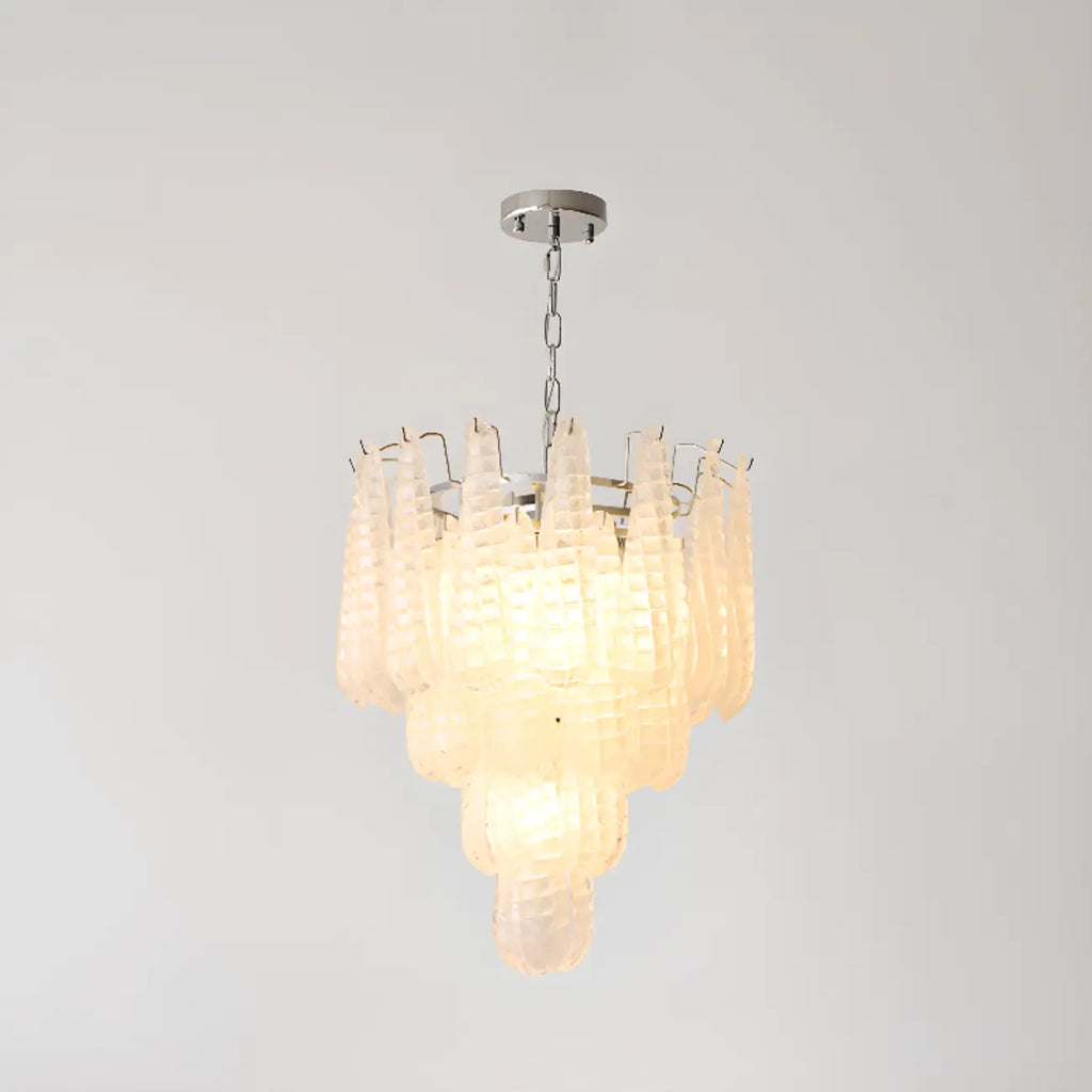 White Crystal Teardrop Glass Modern Chandelier