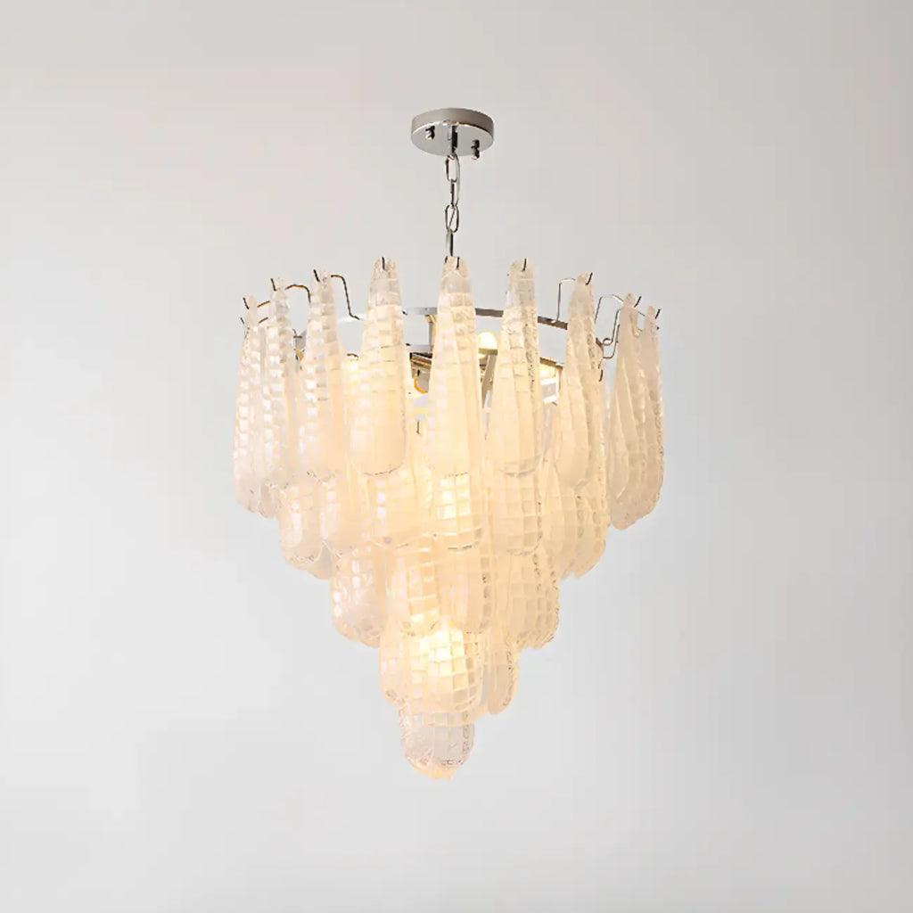 White Crystal Teardrop Glass Modern Chandelier