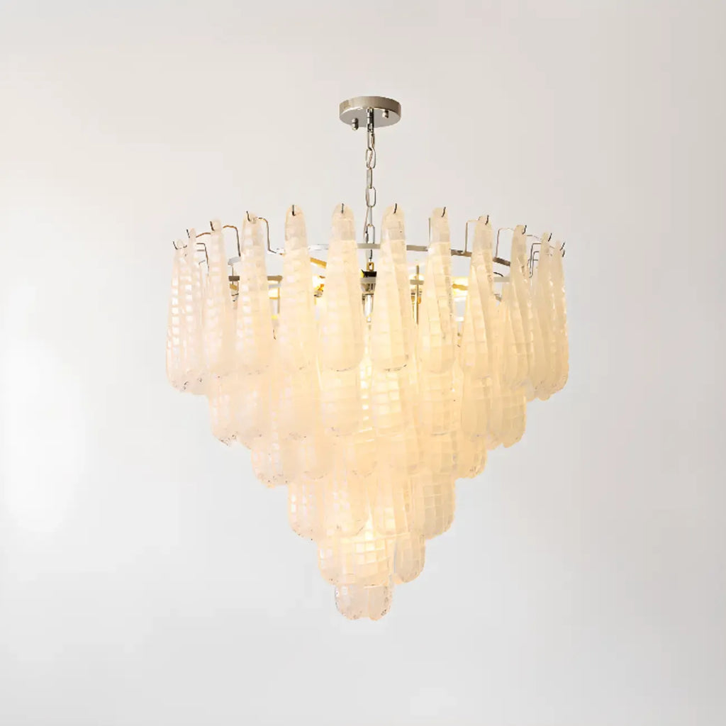 White Crystal Teardrop Glass Modern Chandelier