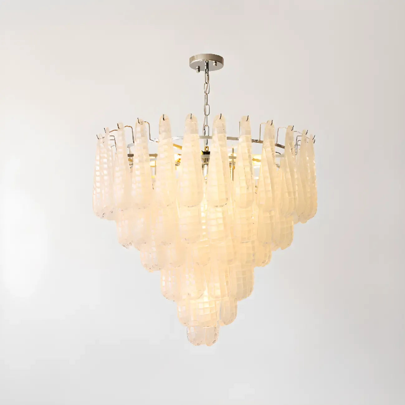 White Crystal Teardrop Glass Modern Chandelier