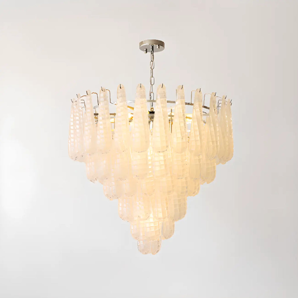 White Crystal Teardrop Glass Modern Chandelier