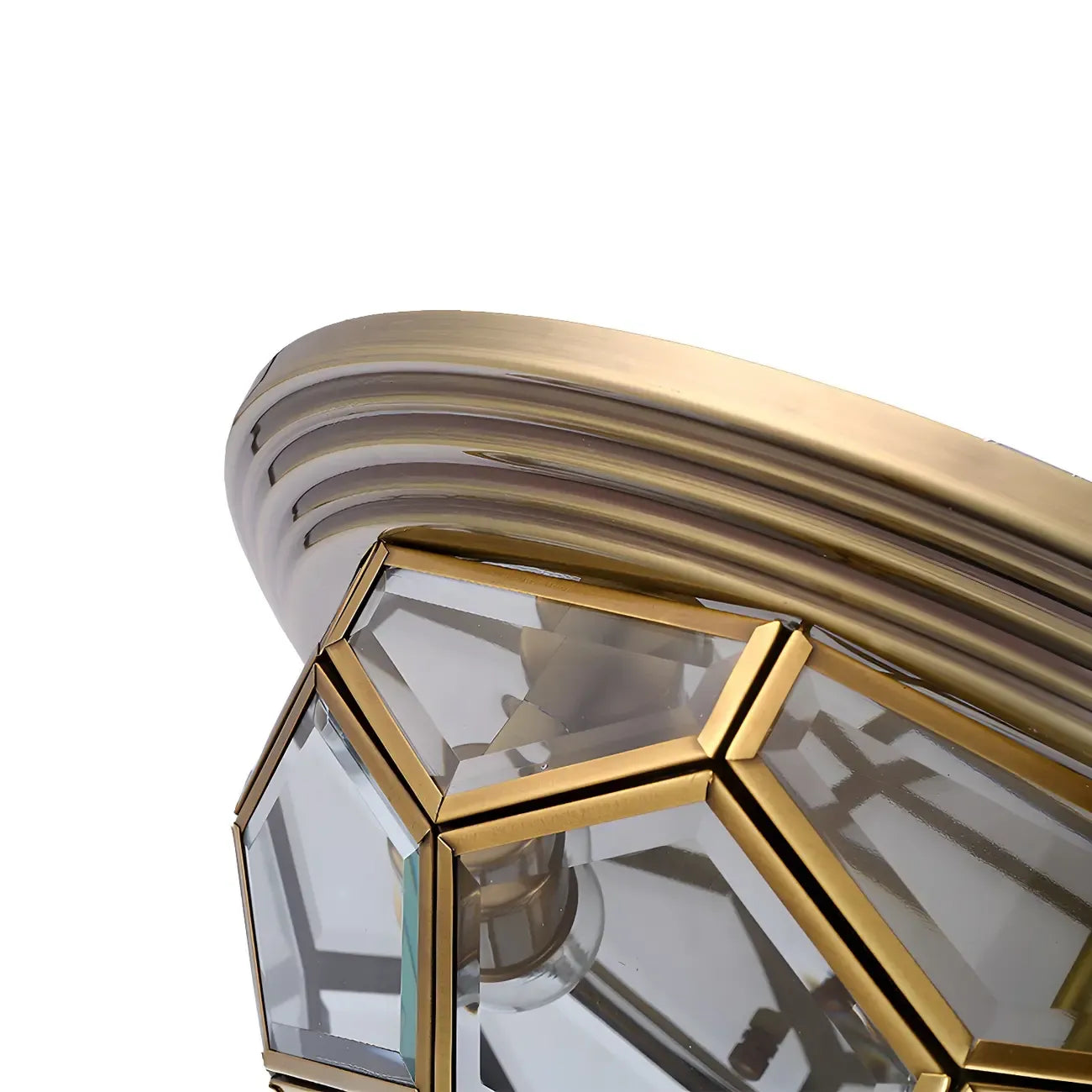 Vintage Nickel Glass Flush Mount Ceiling Light