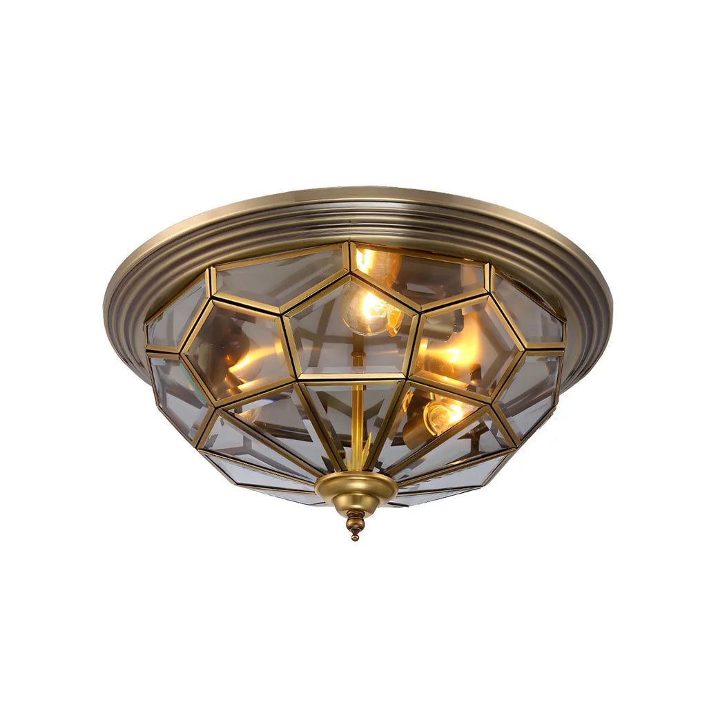 Vintage Nickel Glass Flush Mount Ceiling Light