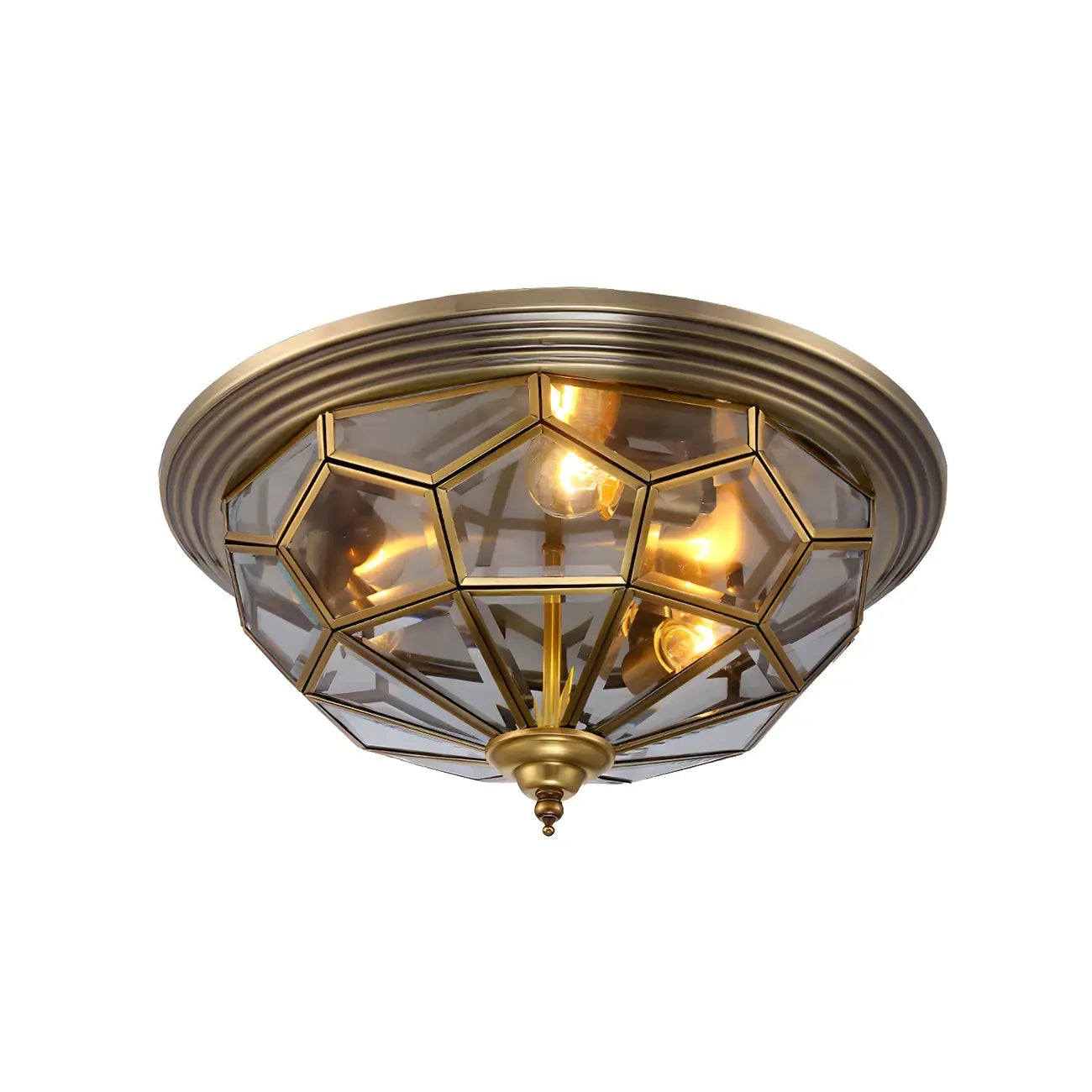 Vintage Nickel Glass Flush Mount Ceiling Light
