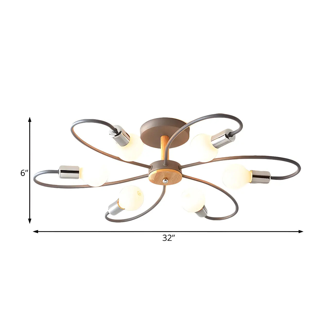 Modern Green Curved Sputnik Semi Flush Mount Ceiling Light