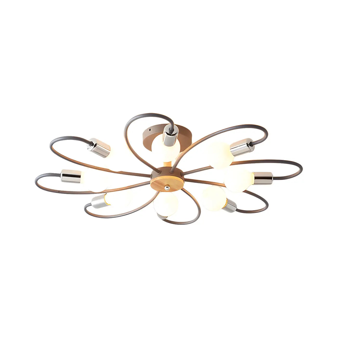 Modern Green Curved Sputnik Semi Flush Mount Ceiling Light