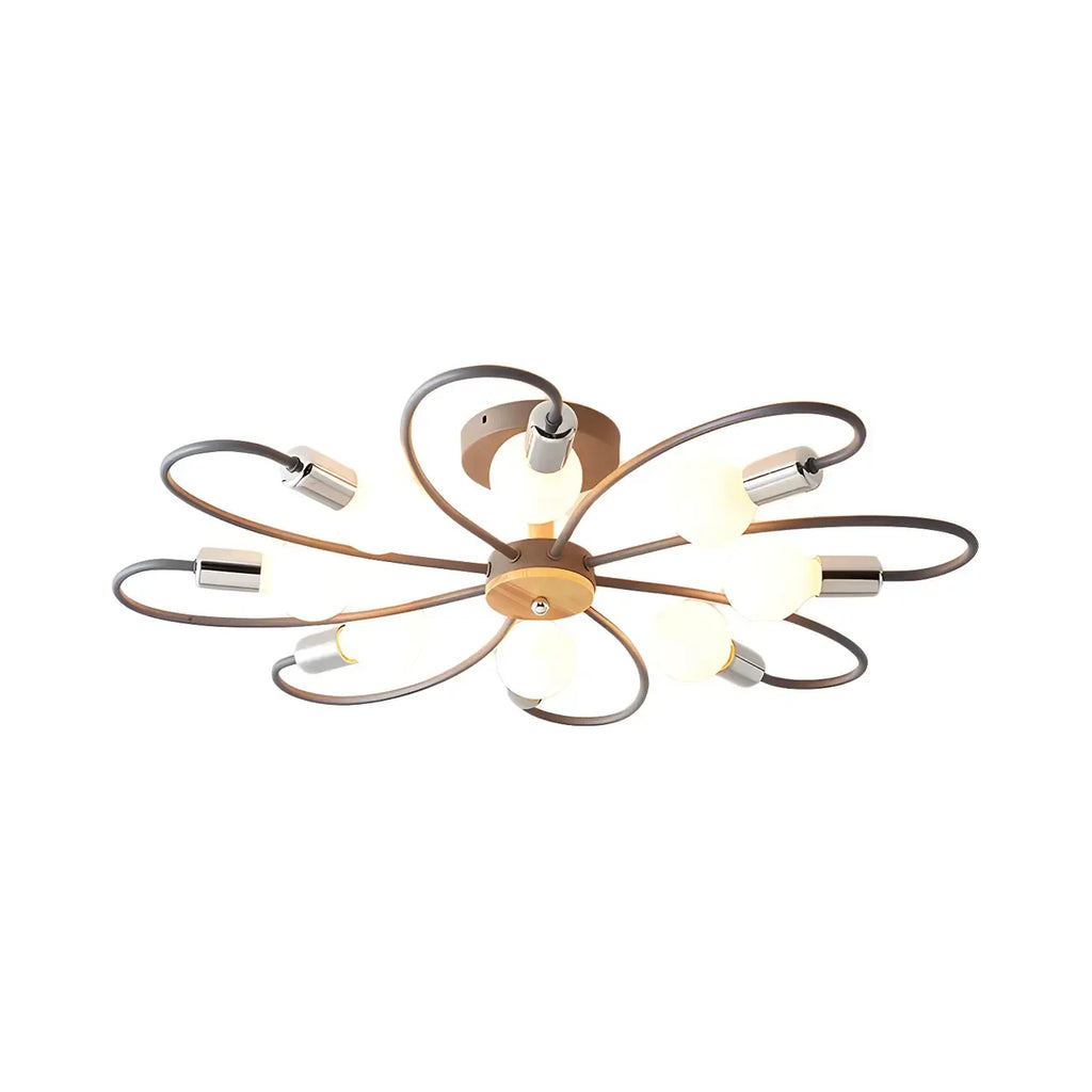 Modern Green Curved Sputnik Semi Flush Mount Ceiling Light