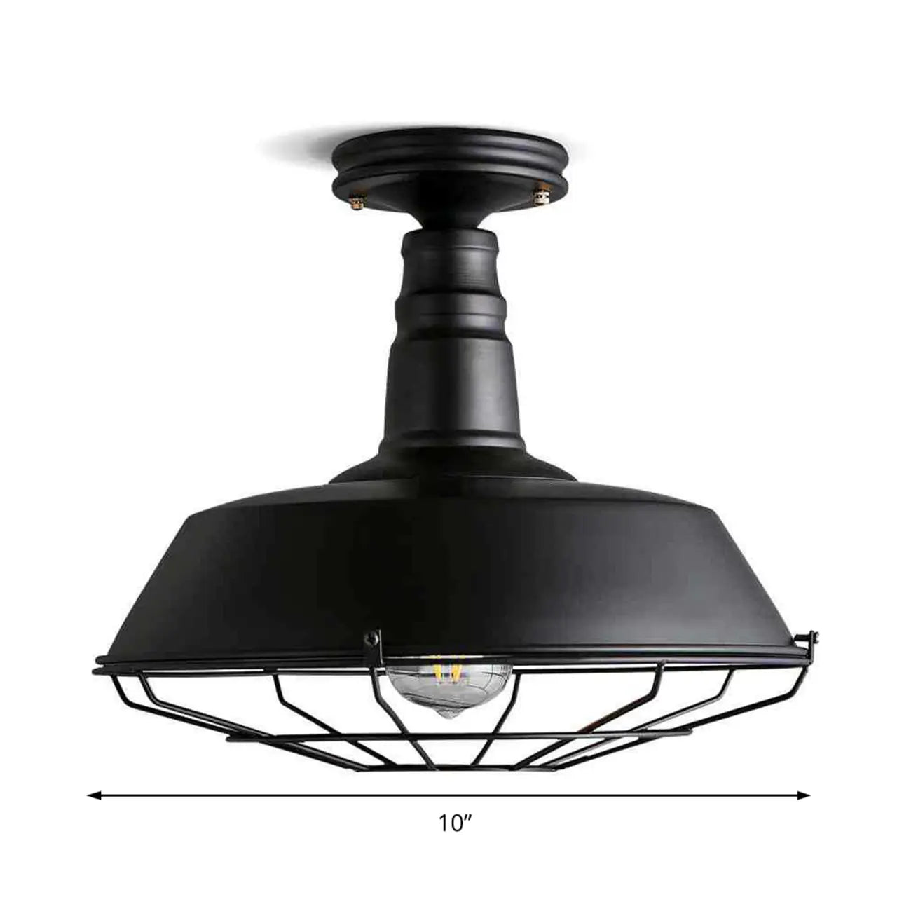 Industrial Black Metal Semi Flush Mount Ceiling Light