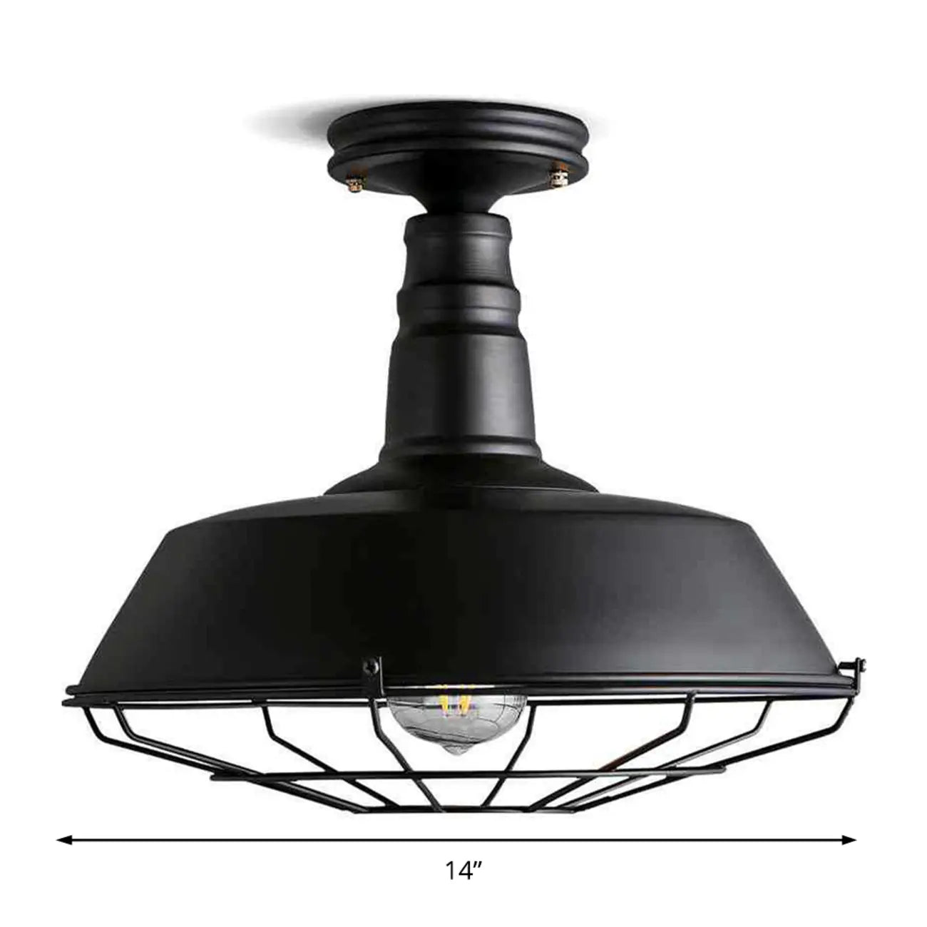 Industrial Black Metal Semi Flush Mount Ceiling Light