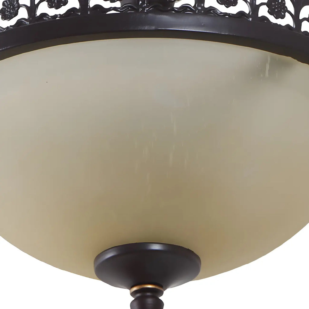 Traditional Black Round Frosted Glass Chandelier
